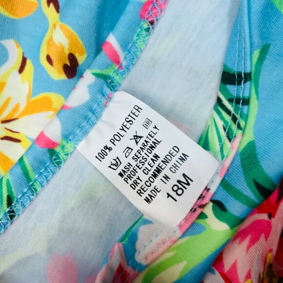 Tropical Floral Baby Romper Ruffle Sleeves Bow One Piece Size 18 Months - Picture 3 of 9